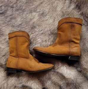 Vintage Frye Cara Roper Tan Leather Boots